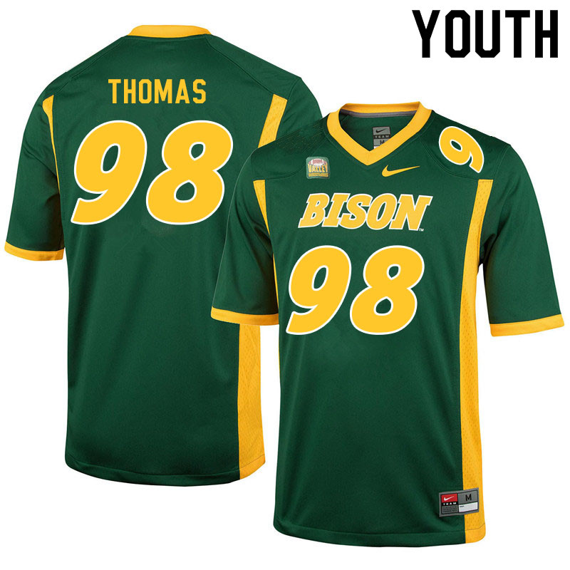 Youth #98 Brayden Thomas North Dakota State Bison College Football Jerseys Sale-Green - Click Image to Close